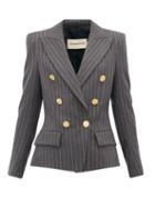 Matchesfashion.com Alexandre Vauthier - Double Breasted Pinstriped Wool Blend Blazer - Womens - Grey Multi