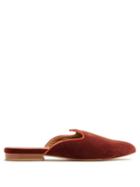 Matchesfashion.com Le Monde Beryl - Venetian Backless Velvet Slipper Shoes - Womens - Red