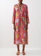 Emporio Sirenuse - Giada Caliph's-dream Print Cotton Kaftan - Womens - Pink Print