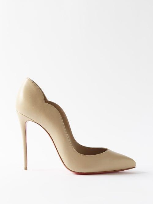 Christian Louboutin - Hot Chick 100 Scalloped Leather Pumps - Womens - Nude