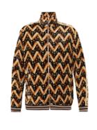 Matchesfashion.com Gucci - Gg-logo Daisy Chevron-print Velvet Track Jacket - Mens - Brown Multi