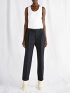 Bottega Veneta - Inverted-pocket Grain-de-poudre Tailored Trousers - Womens - Navy