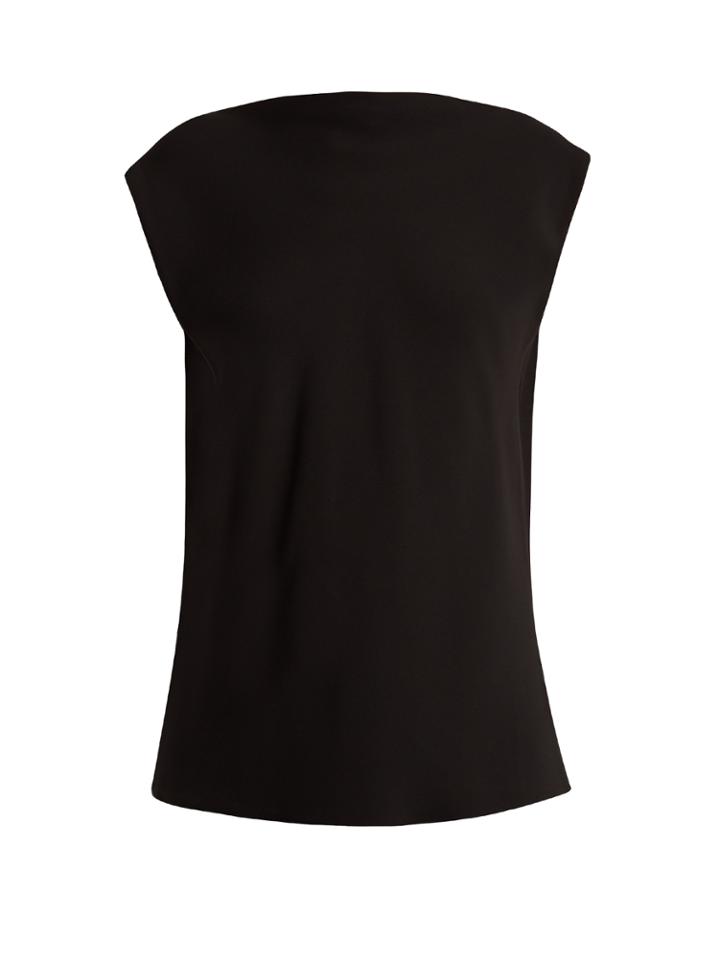 The Row Sandra Draped-back Silk Top