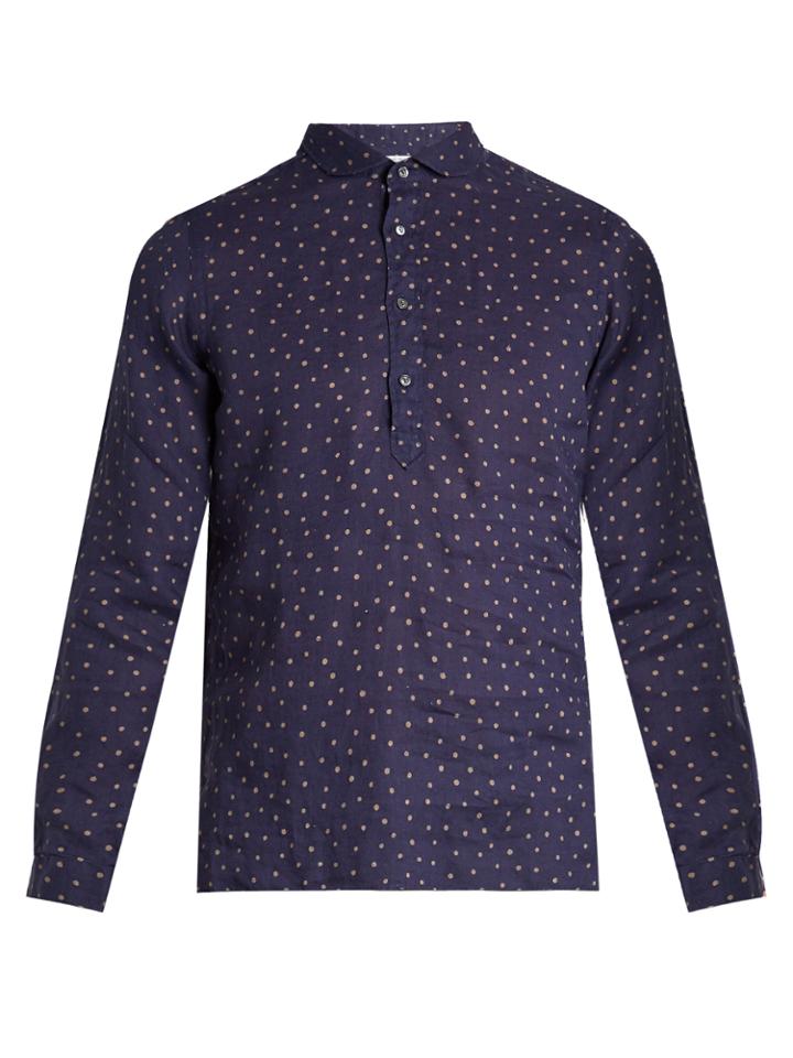 Boglioli Polka-dot Print Linen Shirt