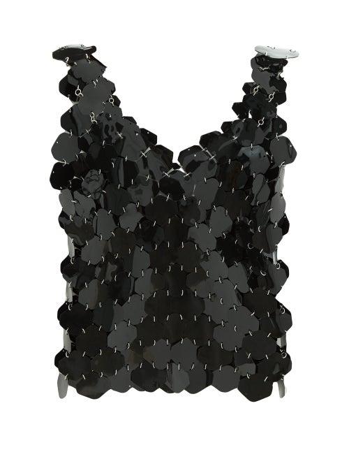 Matchesfashion.com Paco Rabanne - Hexagonal Paillette Chainmail Top - Womens - Black