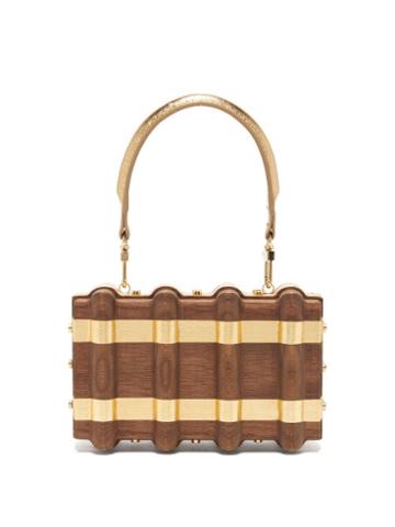 Matchesfashion.com Sabry Marouf - The Djed Minaudire Gold Leaf & Wood Bag - Womens - Gold Multi