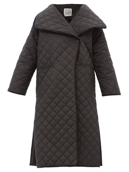 Totme - Quilted Recycled-shell Wrap Coat - Womens - Black