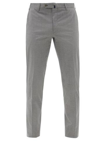 Matchesfashion.com Incotex - High Comfort Check Cotton-blend Twill Trousers - Mens - Grey