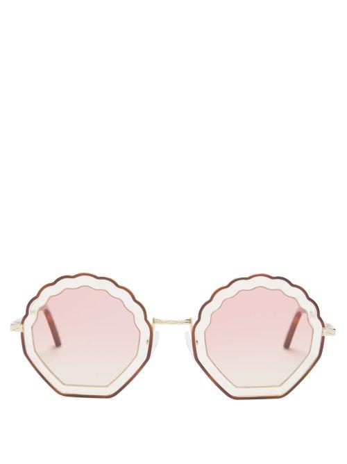 Matchesfashion.com Chlo - Tally Shell Shaped Sunglasses - Womens - Light Pink