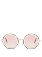 Matchesfashion.com Chlo - Tally Shell Shaped Sunglasses - Womens - Light Pink