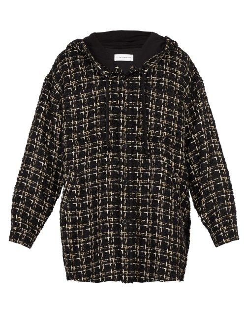 Matchesfashion.com Faith Connexion - Oversized Tweed Hooded Shirt - Mens - Black