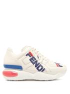 Matchesfashion.com Fendi - Mania Logo Print Leather Trainers - Womens - Grey