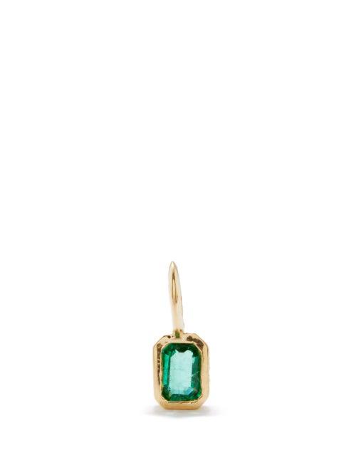 Lizzie Mandler - Solitaire Emerald & 18kt Gold Charm - Womens - Yellow Gold