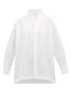 Matchesfashion.com Eskandar - Stand Collar Cotton Poplin A Line Shirt - Womens - White