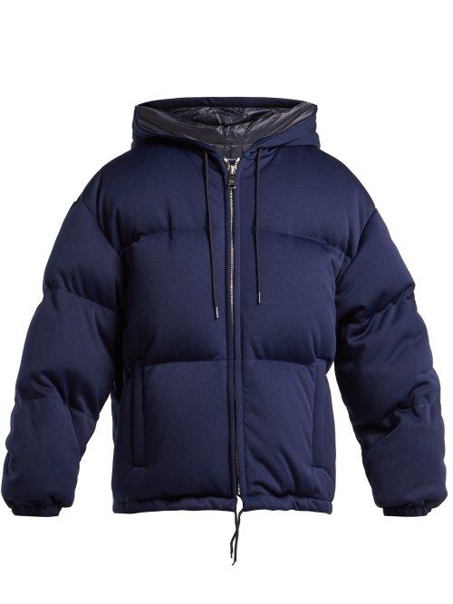 Matchesfashion.com Prada - Down Quilted Technical Jersey Hooded Jacket - Womens - Blue