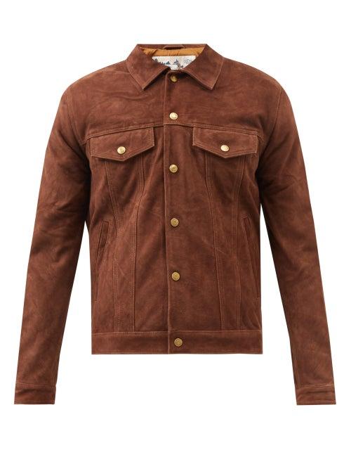 Nudie Jeans - Robby Nubuck Trucker Jacket - Mens - Dark Brown