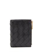 Matchesfashion.com Bottega Veneta - Top-zip Intrecciato-leather Wallet - Womens - Black