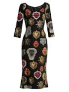 Dolce & Gabbana Sacred Heart-print Scoop-neck Stretch-cady Dress