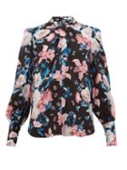 Matchesfashion.com Erdem - Fayola Dusk Bouquet-print Silk Blouse - Womens - Black Pink