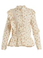 Sea Margaux Floral-print Ruffle-trimmed Cotton Blouse