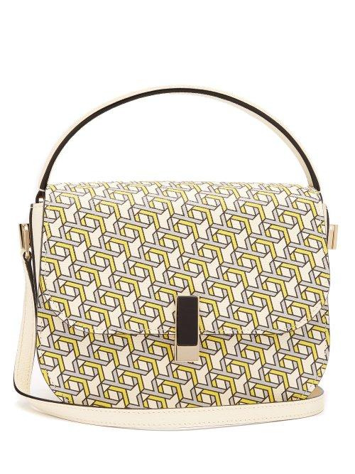 Matchesfashion.com Valextra - Iside Xy Print Leather Cross Body Bag - Womens - Yellow Multi