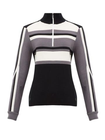 Matchesfashion.com Bogner - Dafne Half Zip Striped Wool Blend Sweater - Womens - Black