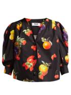 Matchesfashion.com Msgm - Fruit Print Cotton Blouse - Womens - Black Multi