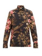 Matchesfashion.com 73 London - Floral Print Silk Crepe De Chine Shirt - Mens - Black Multi