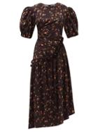 Matchesfashion.com Preen By Thornton Bregazzi - Akito Floral-print Recycled-fibre Satin Dress - Womens - Black Multi
