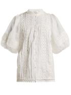 Matchesfashion.com Zimmermann - Castile Embroidered Balloon Sleeve Blouse - Womens - Ivory