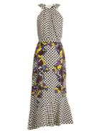 Saloni Ruby Polka-dot And Floral-print Silk Dress