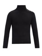 Matchesfashion.com Paco Rabanne - Buttoned High-neck Wool Sweater - Mens - Black