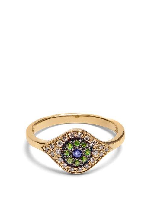 Matchesfashion.com Ileana Makri - Diamond, Sapphire, Tsavorite & Yellow Gold Ring - Womens - Yellow Gold