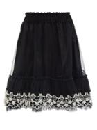 Simone Rocha - Beaded Tulle-trimmed Nylon Skirt - Womens - Black
