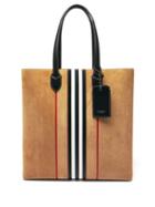 Matchesfashion.com Burberry - Kane Icon-stripe Suede-leather Tote Bag - Mens - Beige