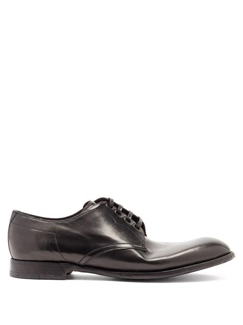 Matchesfashion.com Dolce & Gabbana - Topstitched Leather Derby Shoes - Mens - Black
