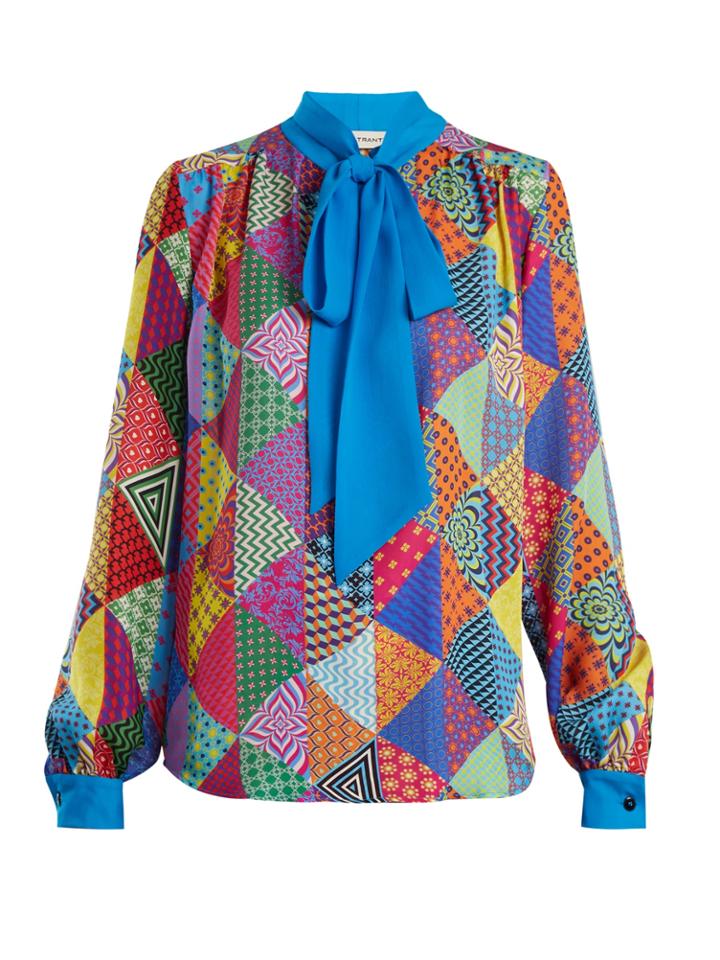 Mary Katrantzou Veddar Patchwork-print Silk Blouse