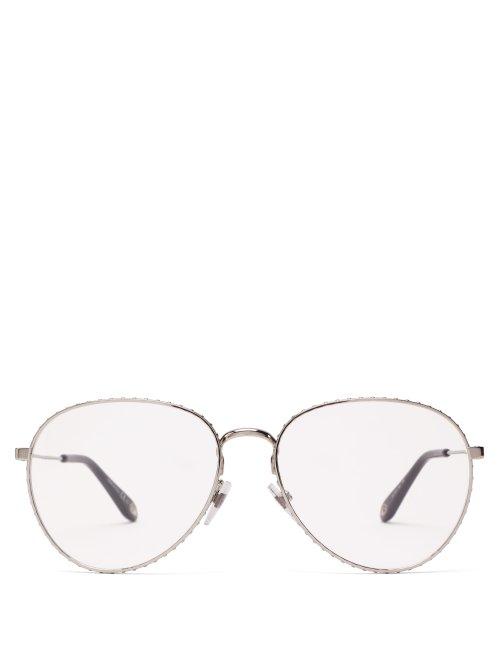 Matchesfashion.com Givenchy - Studded Metal Frame Glasses - Womens - Silver