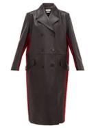 Matchesfashion.com Alexander Mcqueen - Double Breasted Checked Wool And Leather Coat - Womens - Black Red