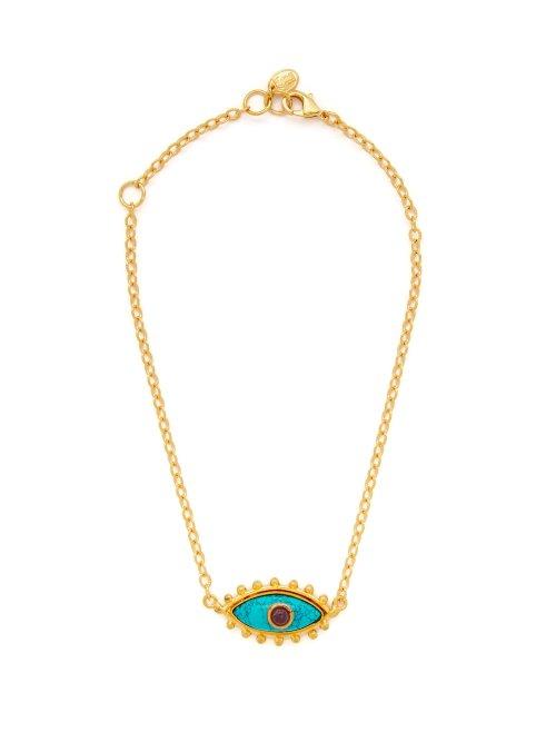 Matchesfashion.com Sylvia Toledano - Lucky Eye Turquoise And Amethyst Pendant Necklace - Womens - Green