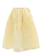 Matchesfashion.com Cecilie Bahnsen - Malika Tie-side Silk-blend Gauze Midi Skirt - Womens - Yellow