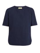 Matchesfashion.com De Bonne Facture - Crew Neck Short Sleeve Linen Blend Top - Mens - Navy