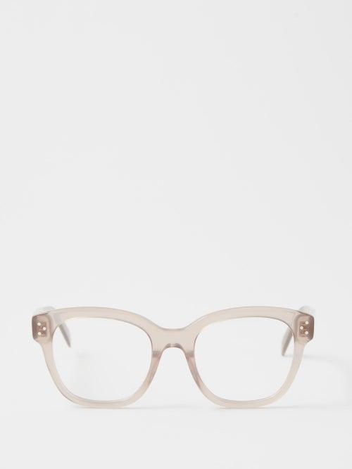 Celine Eyewear - Bold Story Square Acetate Glasses - Womens - Light Brown