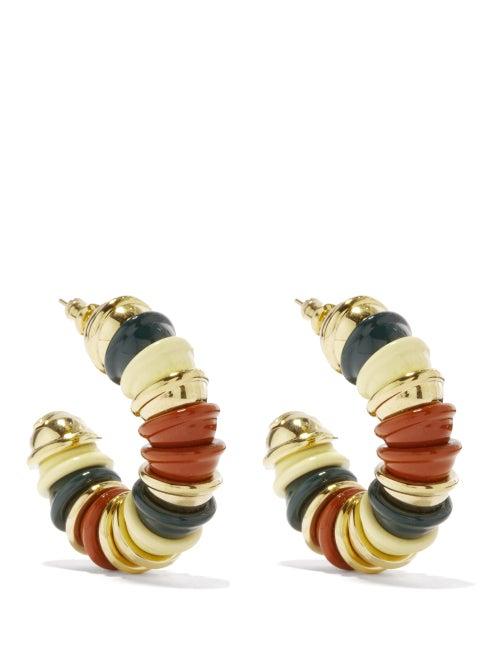 Ladies Jewellery Etro - Beaded Enamel & Metal Hoop Earrings - Womens - Multi