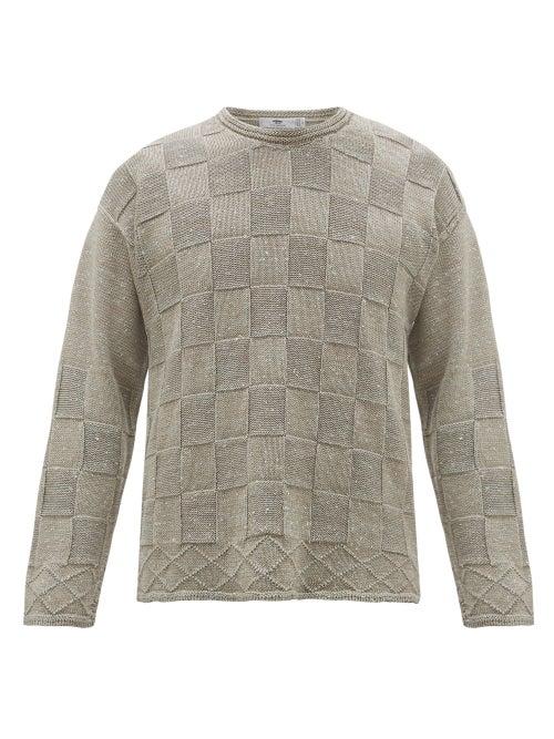 Matchesfashion.com Inis Mein - Basket-knit Linen-blend Sweater - Mens - Grey