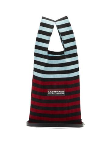 Lastframe - Striped Ribbed-knit Tote Bag - Womens - Burgundy Multi