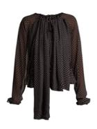 Matchesfashion.com Loewe - Polka Dot Ruched Blouse - Womens - Black White