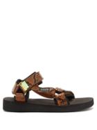 Matchesfashion.com Suicoke - Depa-v2 Snake-effect Velcro-strap Sandals - Womens - Brown