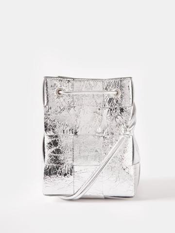 Bottega Veneta - Cassette Small Intrecciato-leather Bucket Bag - Womens - Silver