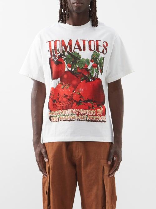 Story Mfg. - Grateful Tomato-print Organic-cotton T-shirt - Mens - White Red